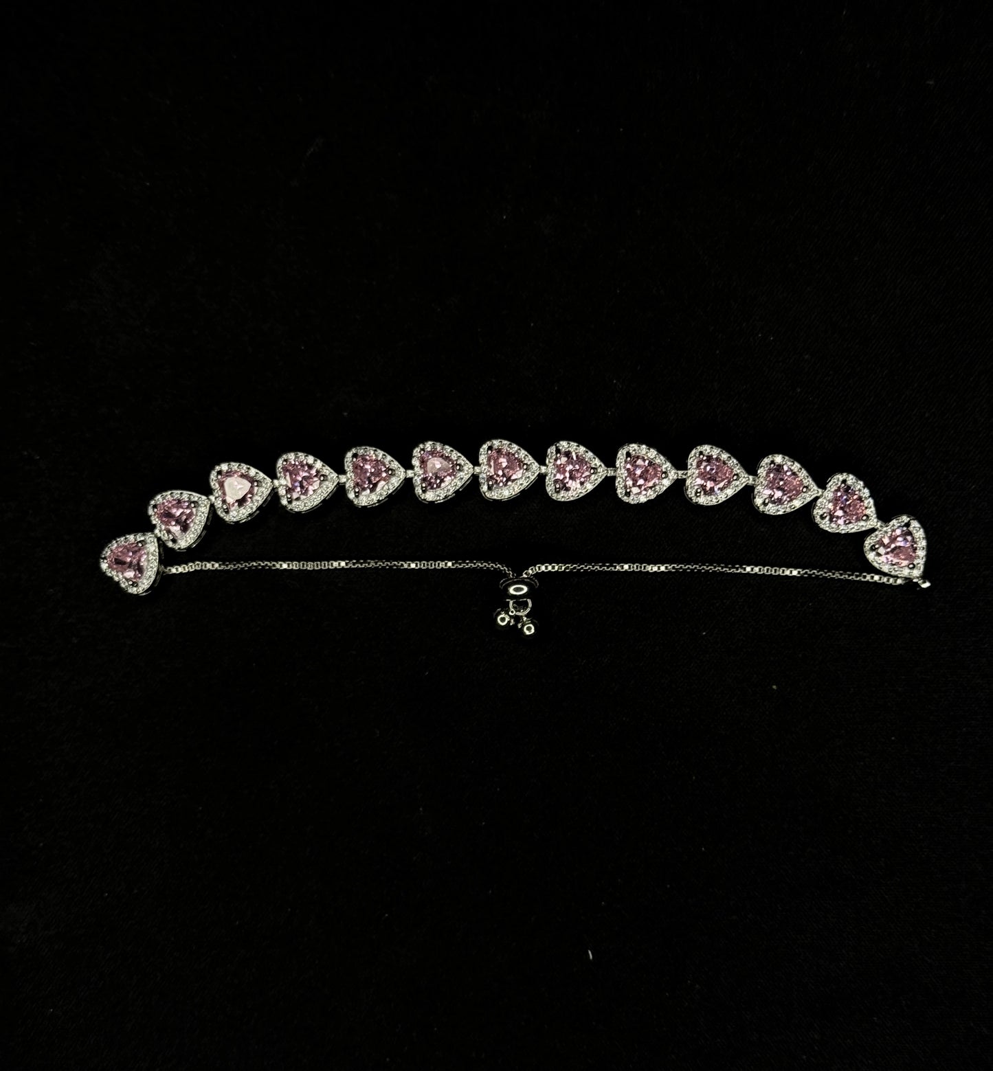 Pulsera de cristal de corazón rosa