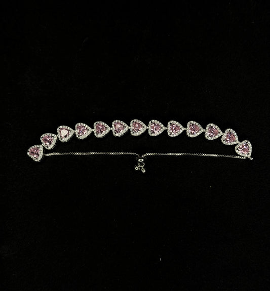 Pink Heart Crystal Bracelet