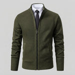 Men's Full-Zip Mock Neck Knit Cardigan Sweater — Green