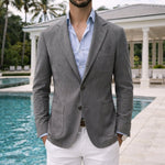 Men's Knit Blazer – Smart Casual Tailored Jacket — Grey