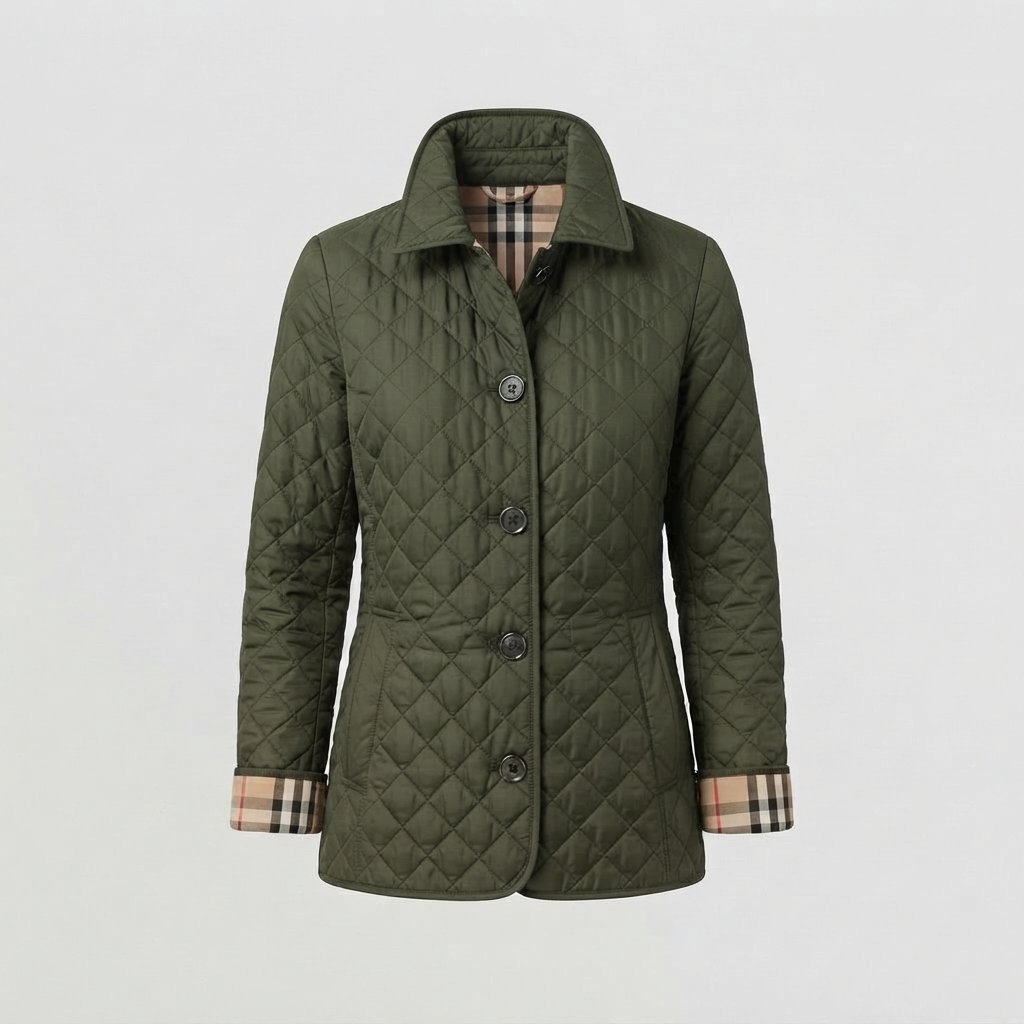 Women's Quilted Jacket – Lightweight Button-Front Coat — Green