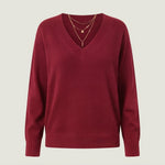 Women's V-Neck Cashmere Jumper, Regular Fit — Red