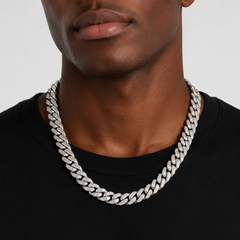 Chaîne Cubaine Glacée - 12MM - Argent