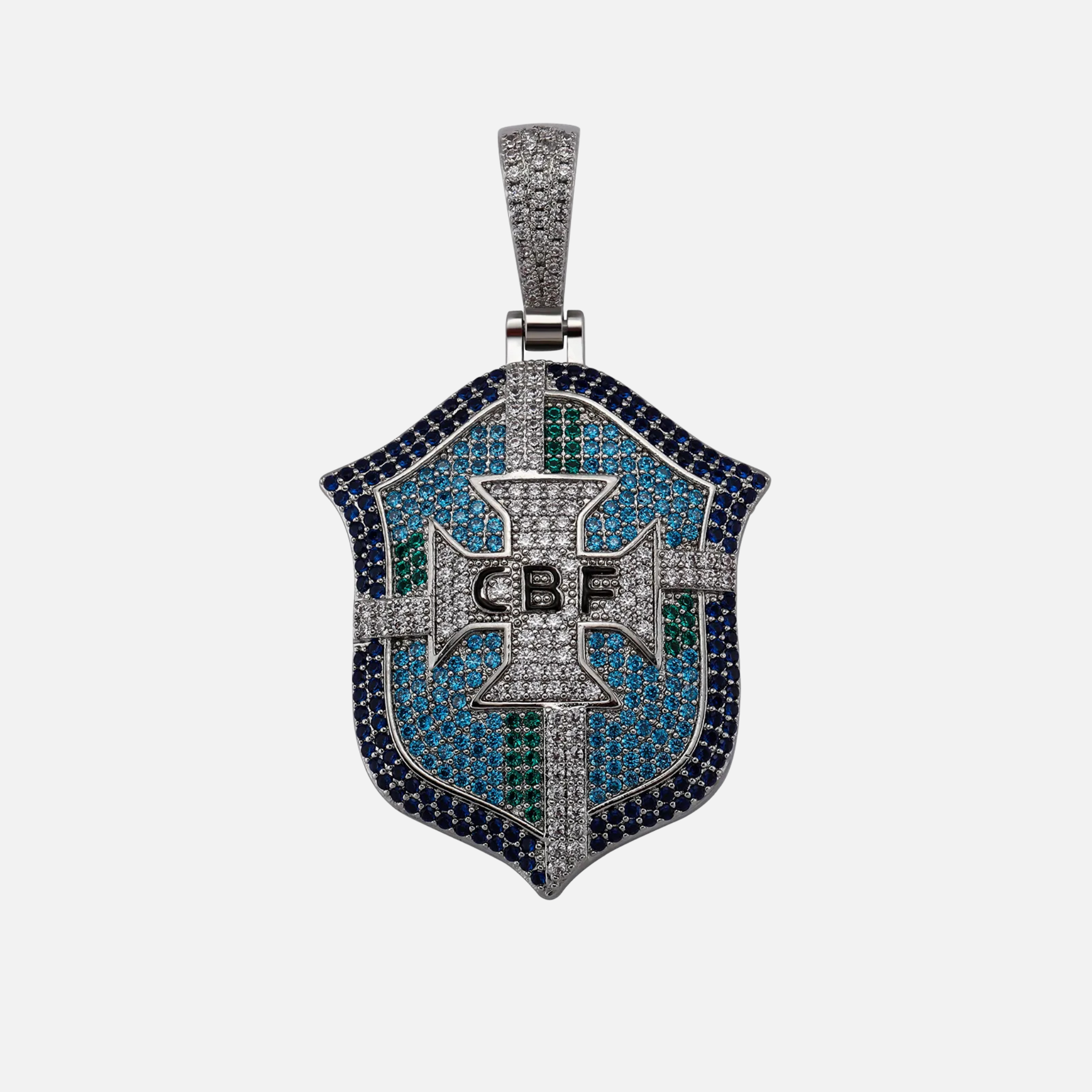 Silver Brazilia iced pendant necklace in 316L stainless steel