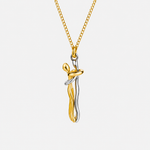 Hug Necklace in Gold and Silver with interwoven embrace pendant