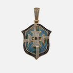 Gold Brazilia iced pendant necklace in 316L stainless steel