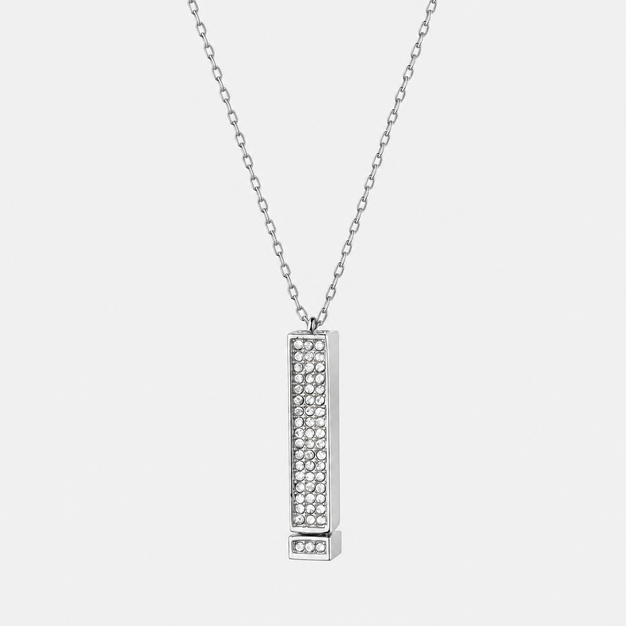 I Love You Necklace in Silver with closed stone-set pendant