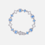 Platinum 11MM Blue Stone Iced Bracelet in brass