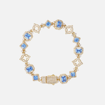 Gold 11MM Blue Stone Iced Bracelet in brass