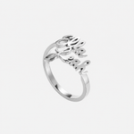 Personalised Name Ring in Silver stainless steel with custom script nameplate