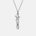Hug Necklace in Silver with interwoven embrace pendant