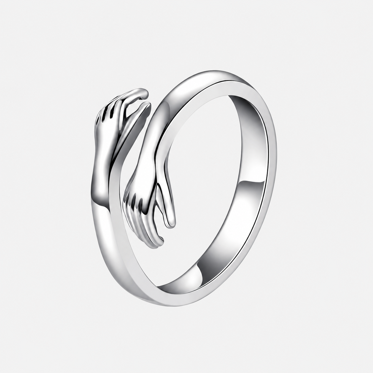 Hug Ring in Silver with sculpted embrace design