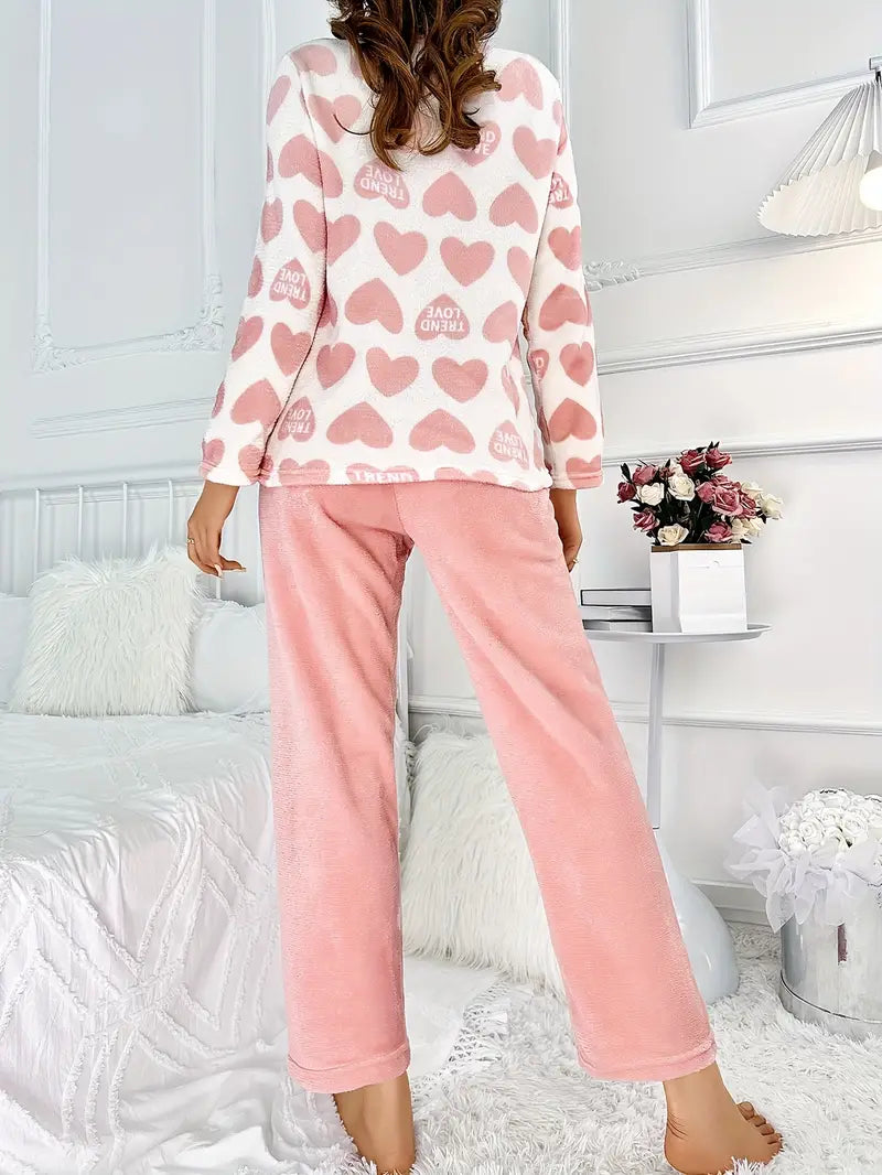 Women’s Heart Print Fleece Pyjama Set — view 4