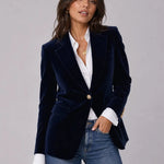 Women's Slim-Fit Velvet Blazer with Gold-Tone Buttons — view 1