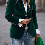 Women's Slim-Fit Velvet Blazer with Gold-Tone Buttons — view 2