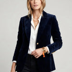 Women's Slim-Fit Velvet Blazer with Gold-Tone Buttons — view 5