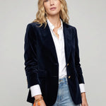 Women's Slim-Fit Velvet Blazer with Gold-Tone Buttons — view 6