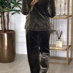 Women’s Velvet Double-Breasted Blazer and Wide-Leg Trousers Suit — view 6