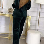 Women’s Velvet Double-Breasted Blazer and Wide-Leg Trousers Suit — view 7