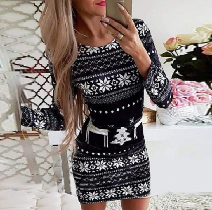Long-Sleeve Stretch Mini Dress — view 1