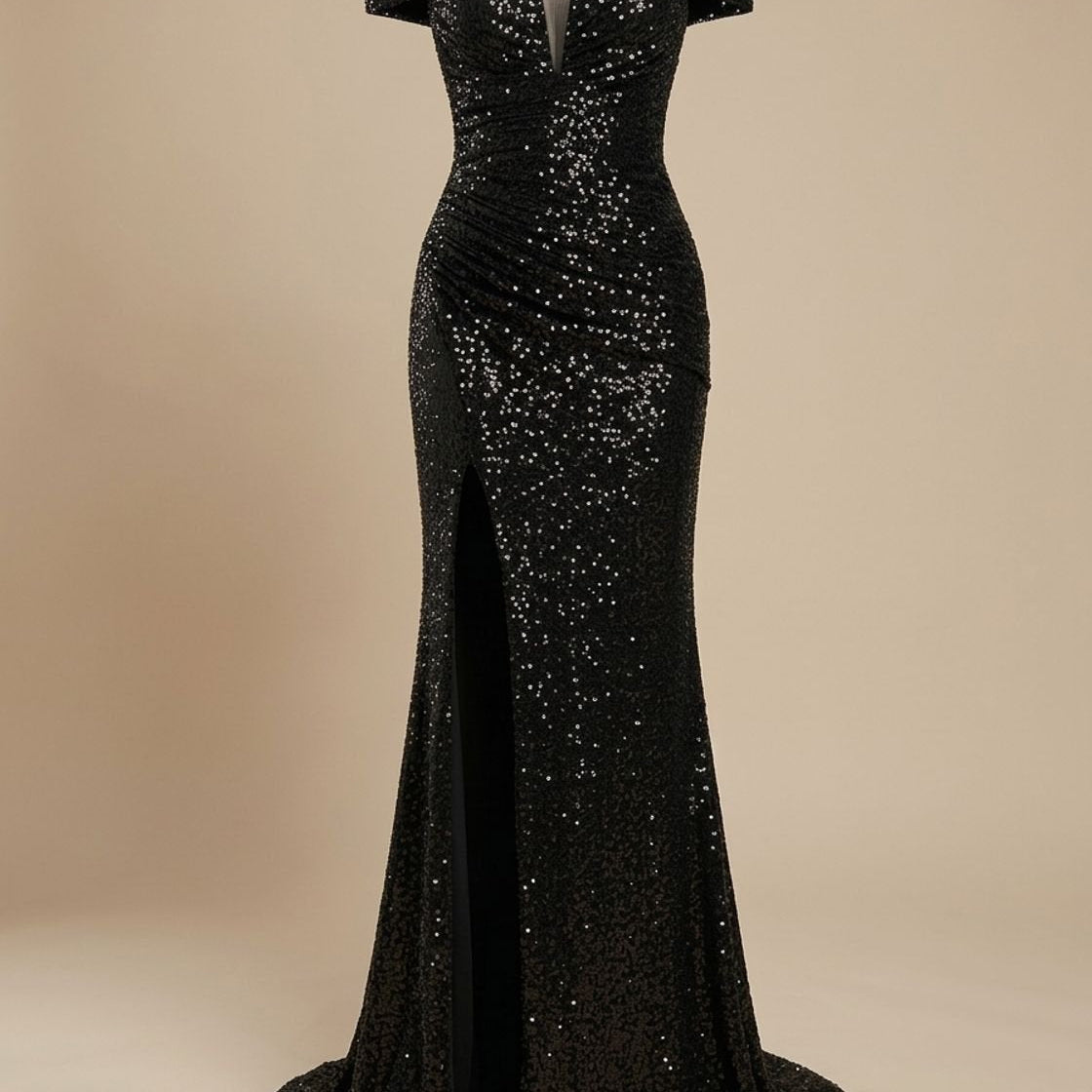 Off-Shoulder Sequin Maxi Dress with Side Slit — view 2