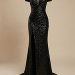 Off-Shoulder Sequin Maxi Dress with Side Slit — view 2