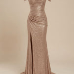 Off-Shoulder Sequin Maxi Dress with Side Slit — view 3