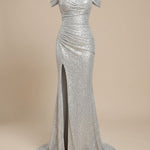 Off-Shoulder Sequin Maxi Dress with Side Slit — view 4