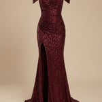 Off-Shoulder Sequin Maxi Dress with Side Slit — view 7