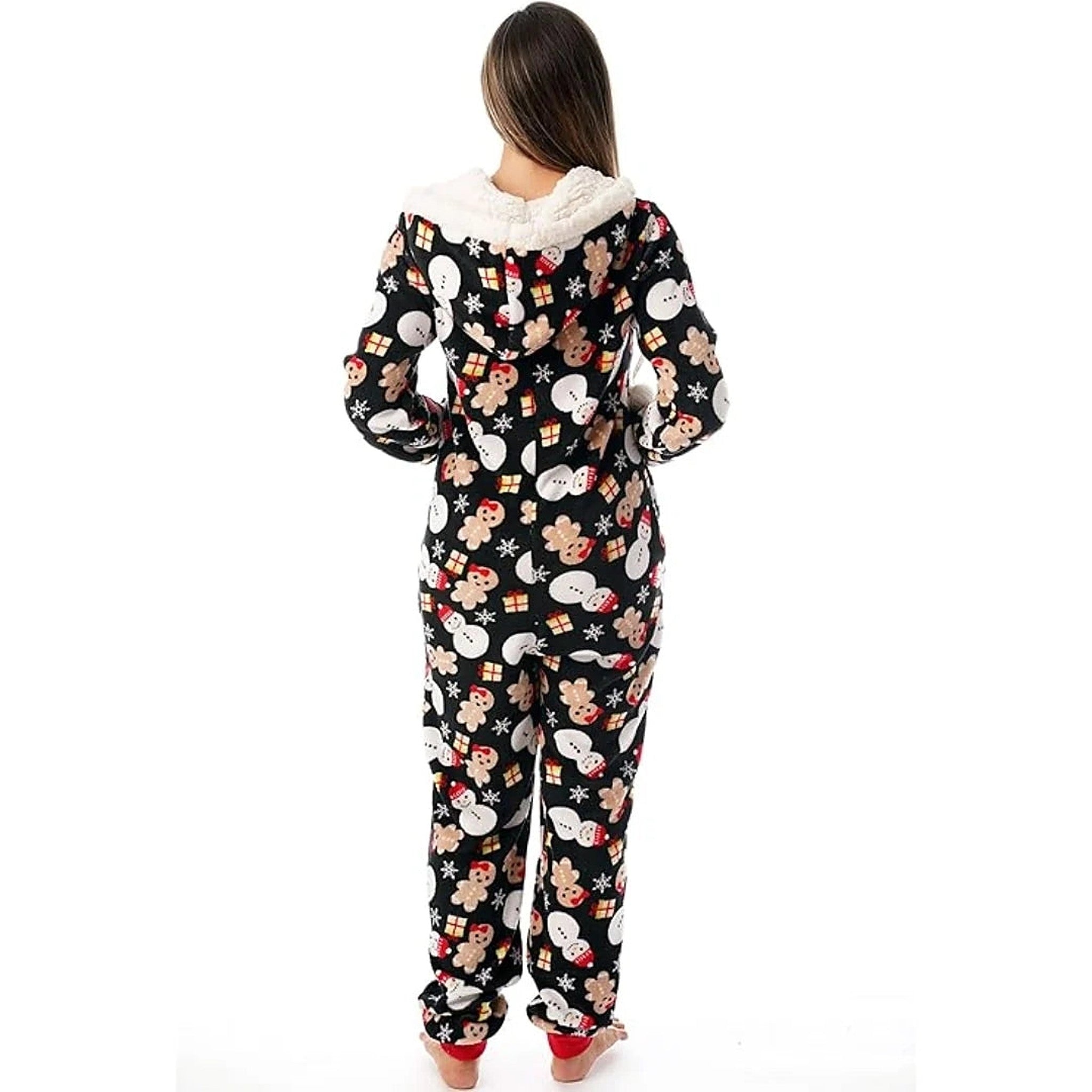 Women’s Hooded Christmas Onesie with Santa Print — view 4