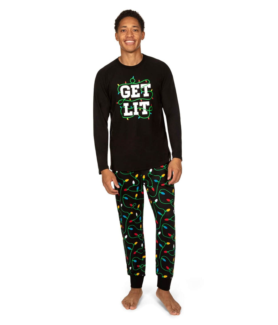 Men’s Holiday Pyjama Set with ‘Get Lit’ Graphic — view 1