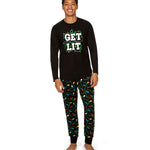 Men’s Holiday Pyjama Set with ‘Get Lit’ Graphic — view 1