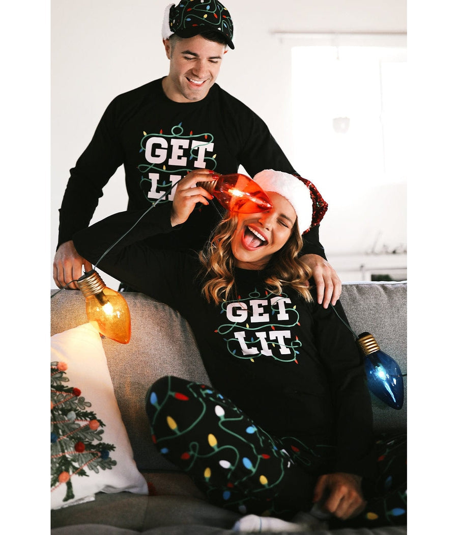 Men’s Holiday Pyjama Set with ‘Get Lit’ Graphic — view 3