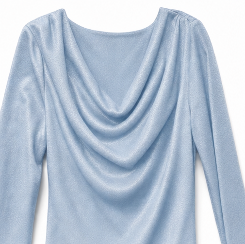Loose-Fit Velvet-Look Cowl-Neck Dress — view 6
