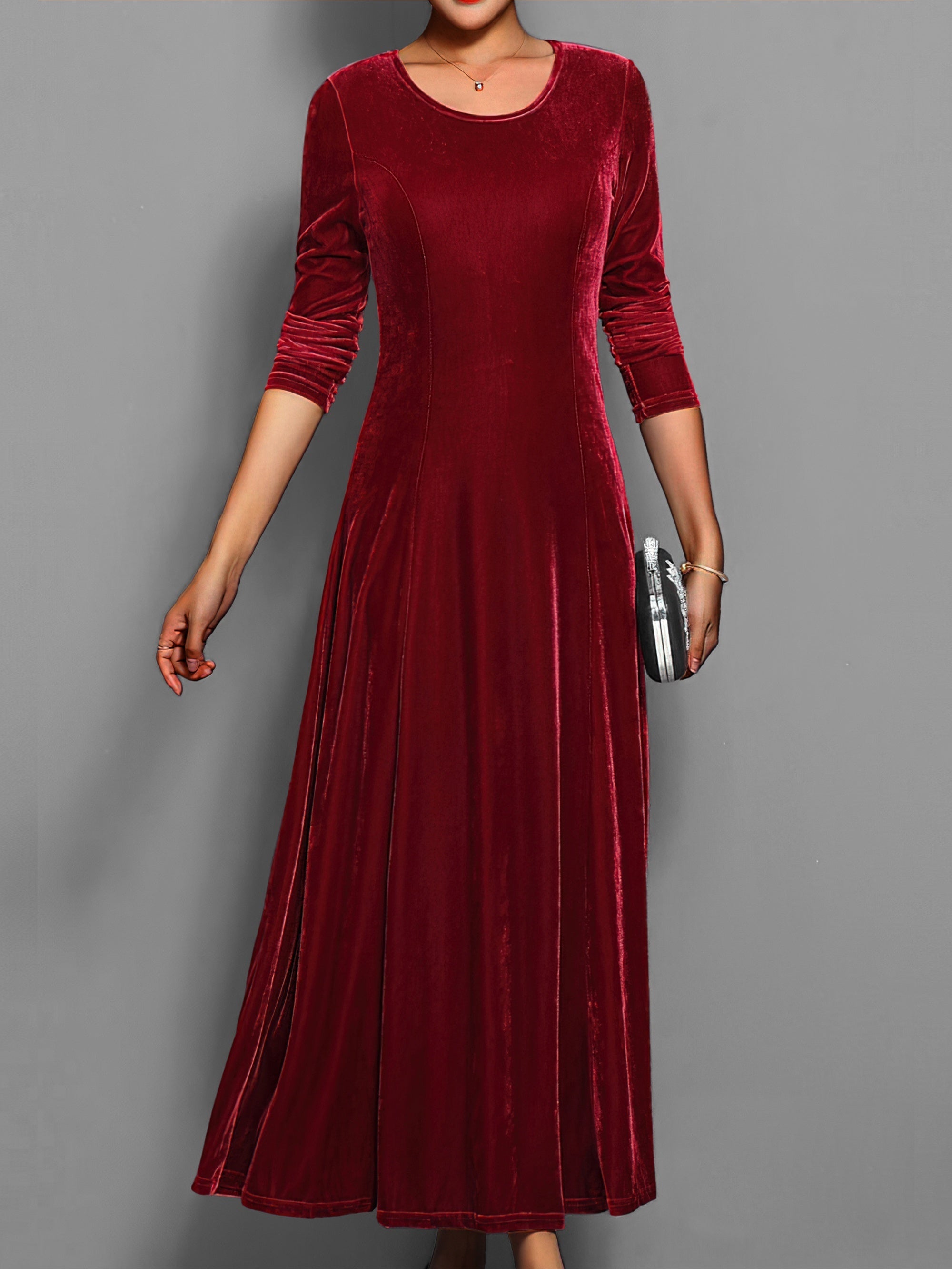 Women’s Long-Sleeve Velvet Maxi Dress — view 1