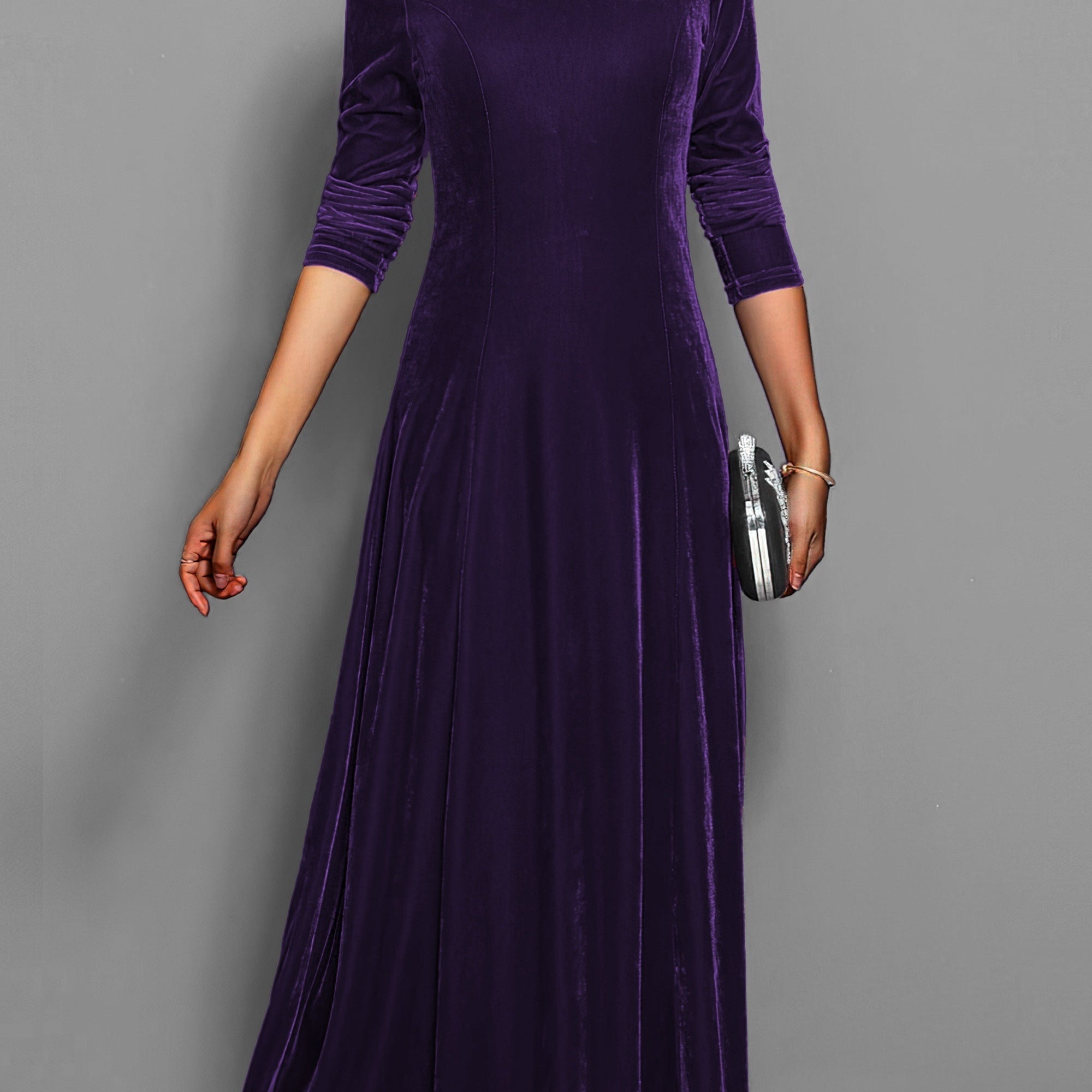 Women’s Long-Sleeve Velvet Maxi Dress — view 3