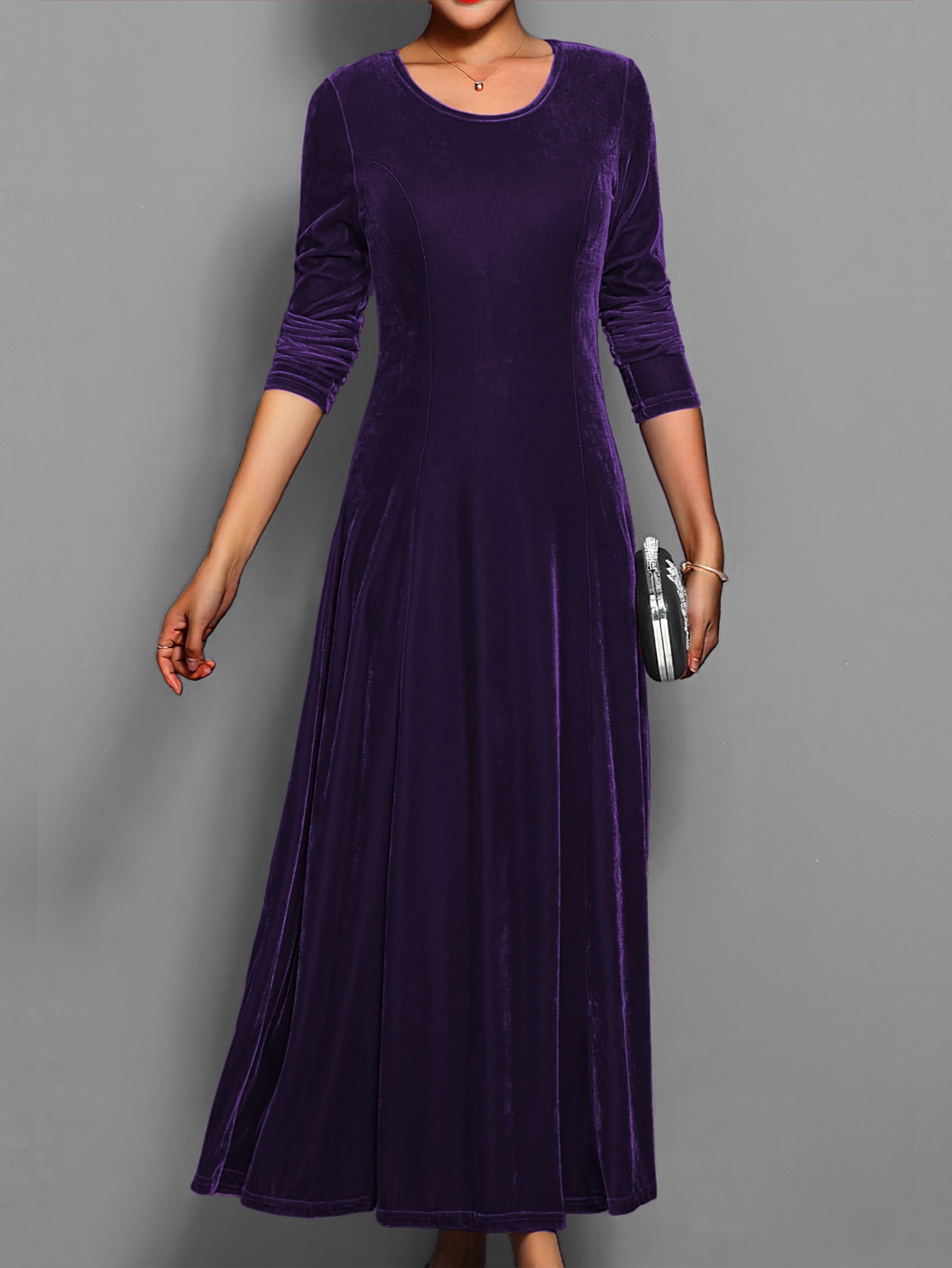 Women’s Long-Sleeve Velvet Maxi Dress — view 3