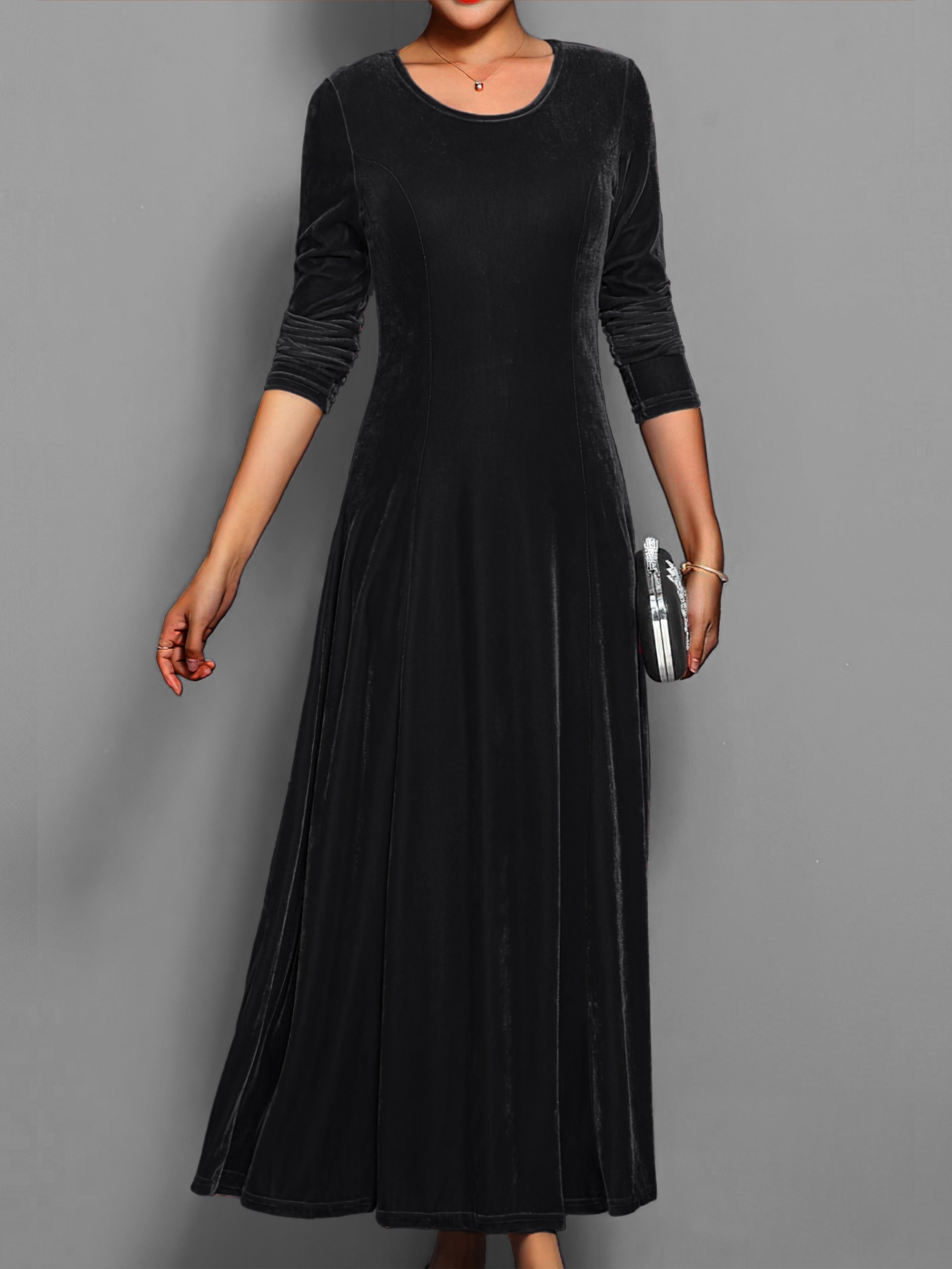 Women’s Long-Sleeve Velvet Maxi Dress — view 4