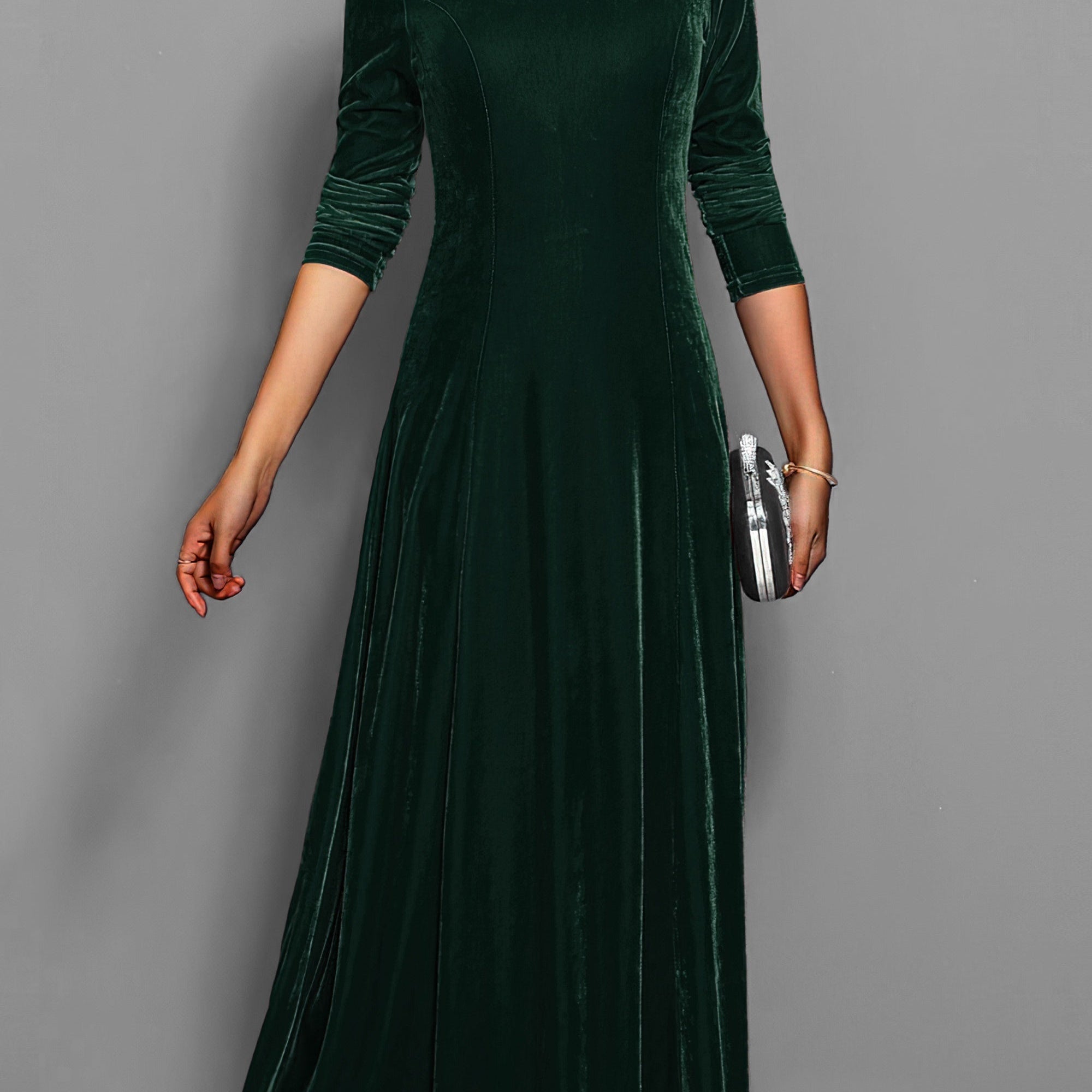 Women’s Long-Sleeve Velvet Maxi Dress — view 5