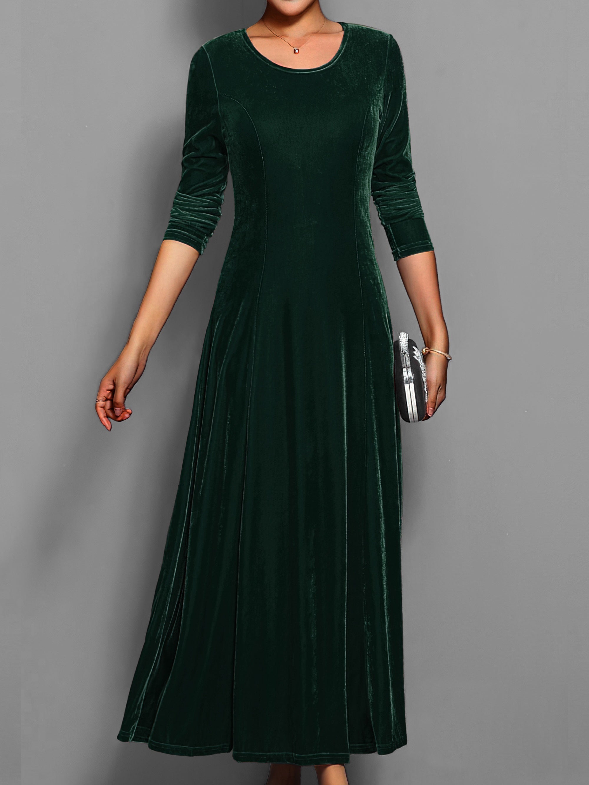 Women’s Long-Sleeve Velvet Maxi Dress — view 5