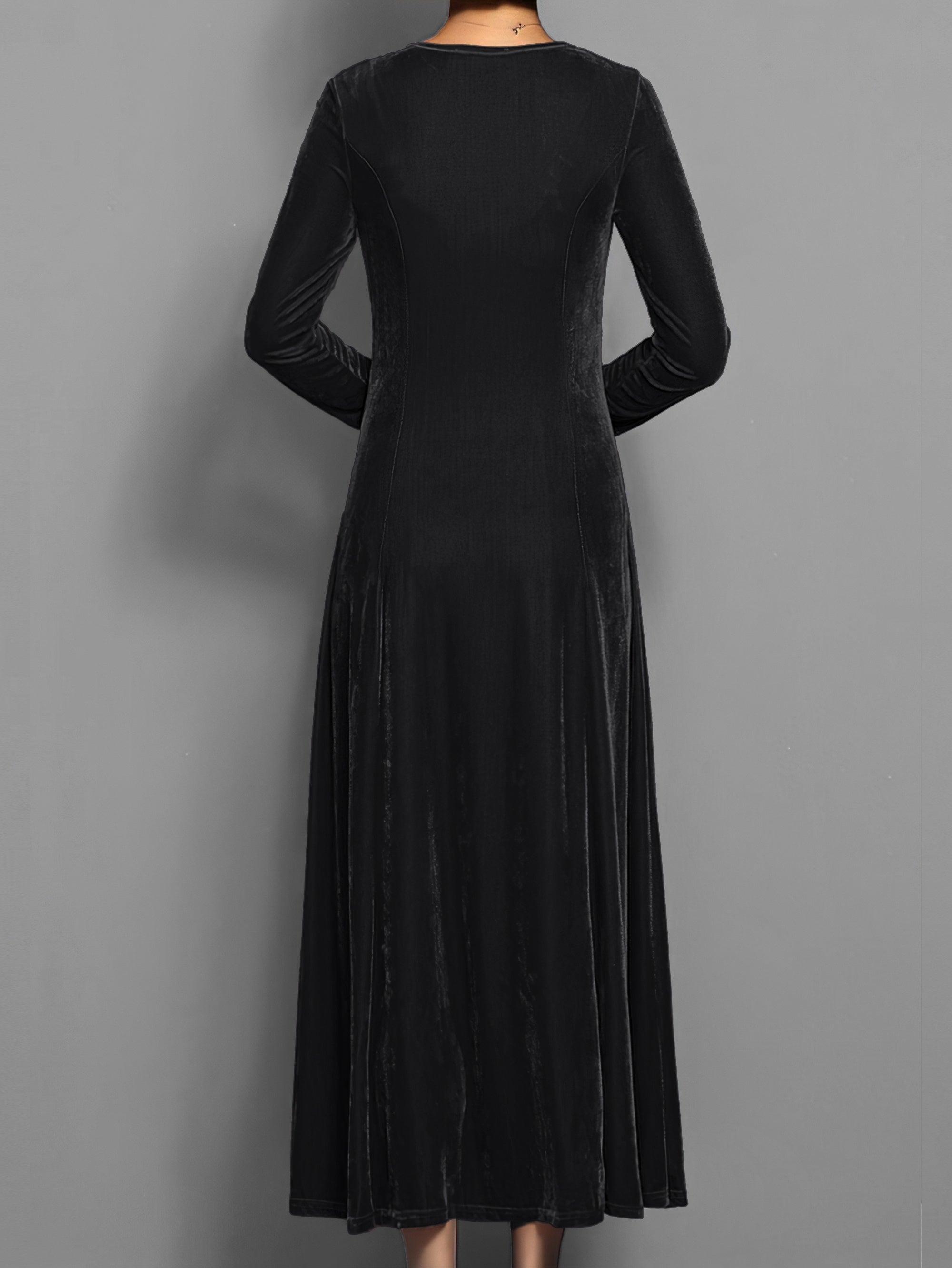 Women’s Long-Sleeve Velvet Maxi Dress — view 6
