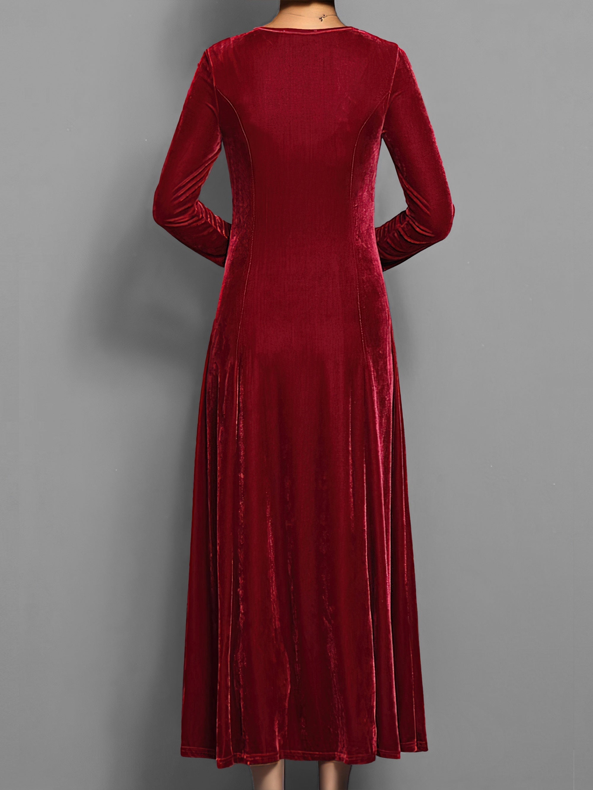 Women’s Long-Sleeve Velvet Maxi Dress — view 8