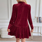 Women’s Velvet Mini Dress with Bow-Tie Neckline — view 5