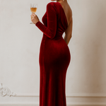 Women’s Velvet One-Shoulder Bodycon Dress with Ruched Waist and Split — view 3