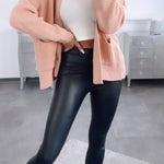 Women’s Black High-Waisted Leather-Look Leggings — view 1