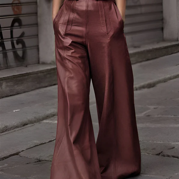 Women’s High-Waisted Leather-Look Wide-Leg Trousers — view 1