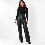 Women’s High-Waisted Faux Leather Wide-Leg Trousers — view 1