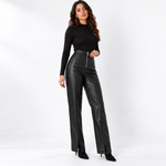Women’s High-Waisted Faux Leather Wide-Leg Trousers — view 2