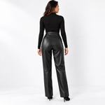 Women’s High-Waisted Faux Leather Wide-Leg Trousers — view 3