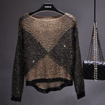 Sheer Sequin Blouse with Long Sleeves — view 1